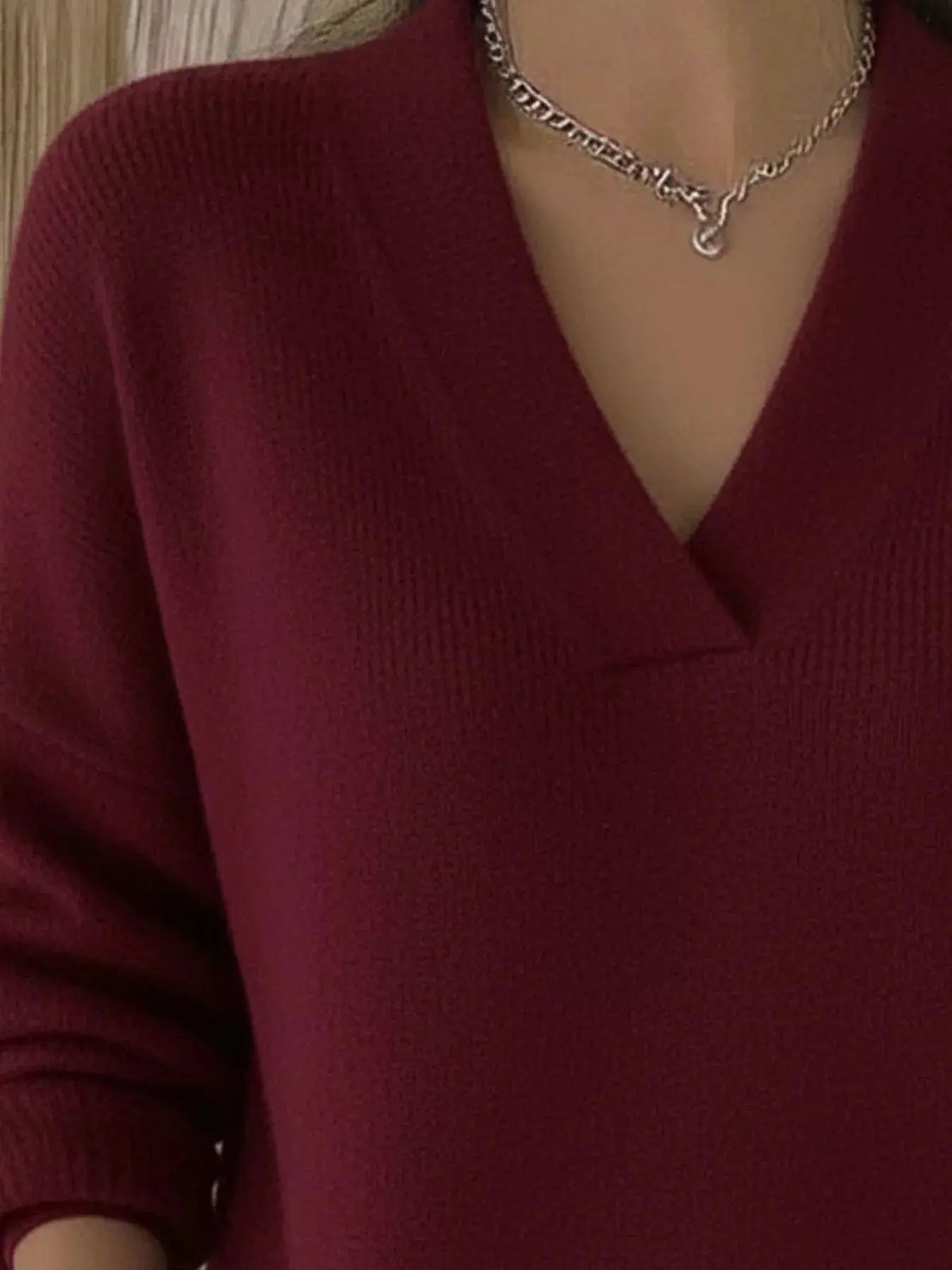 Full Size V-Neck Long Sleeve Sweater Plus Size10