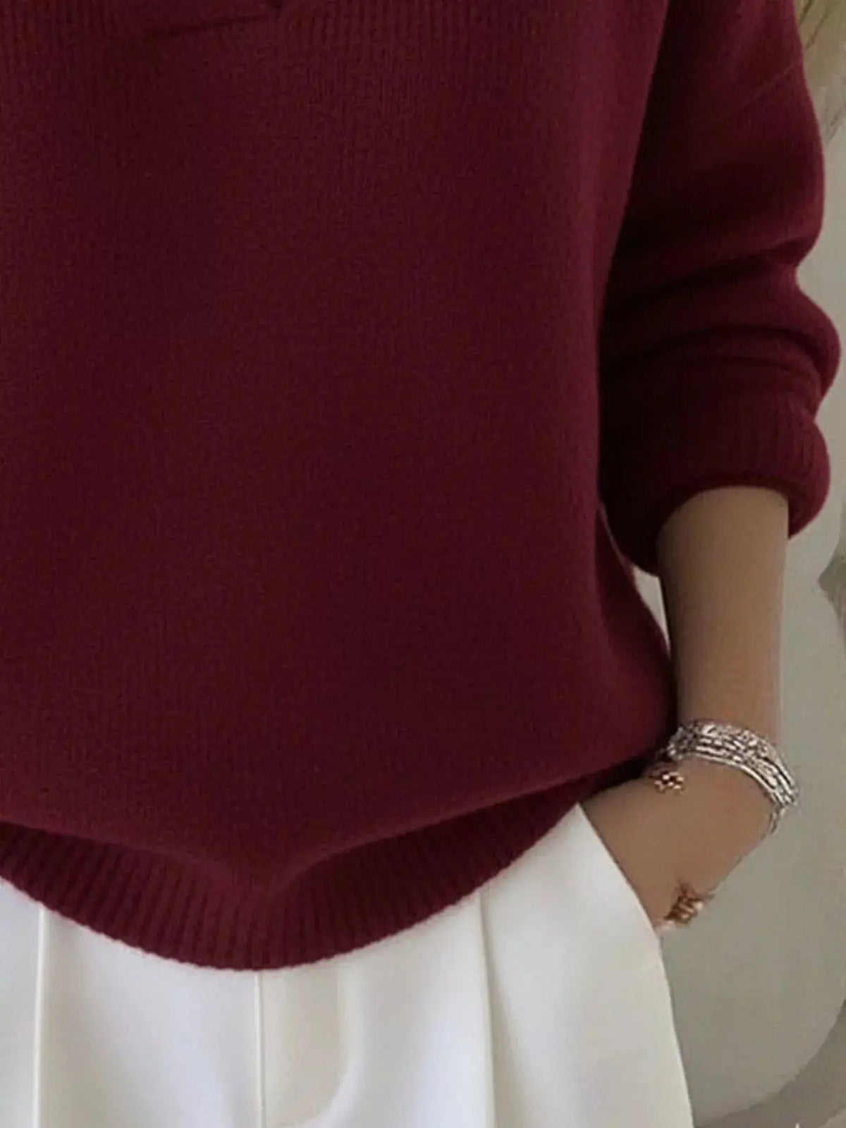 Full Size V-Neck Long Sleeve Sweater Plus Size 11