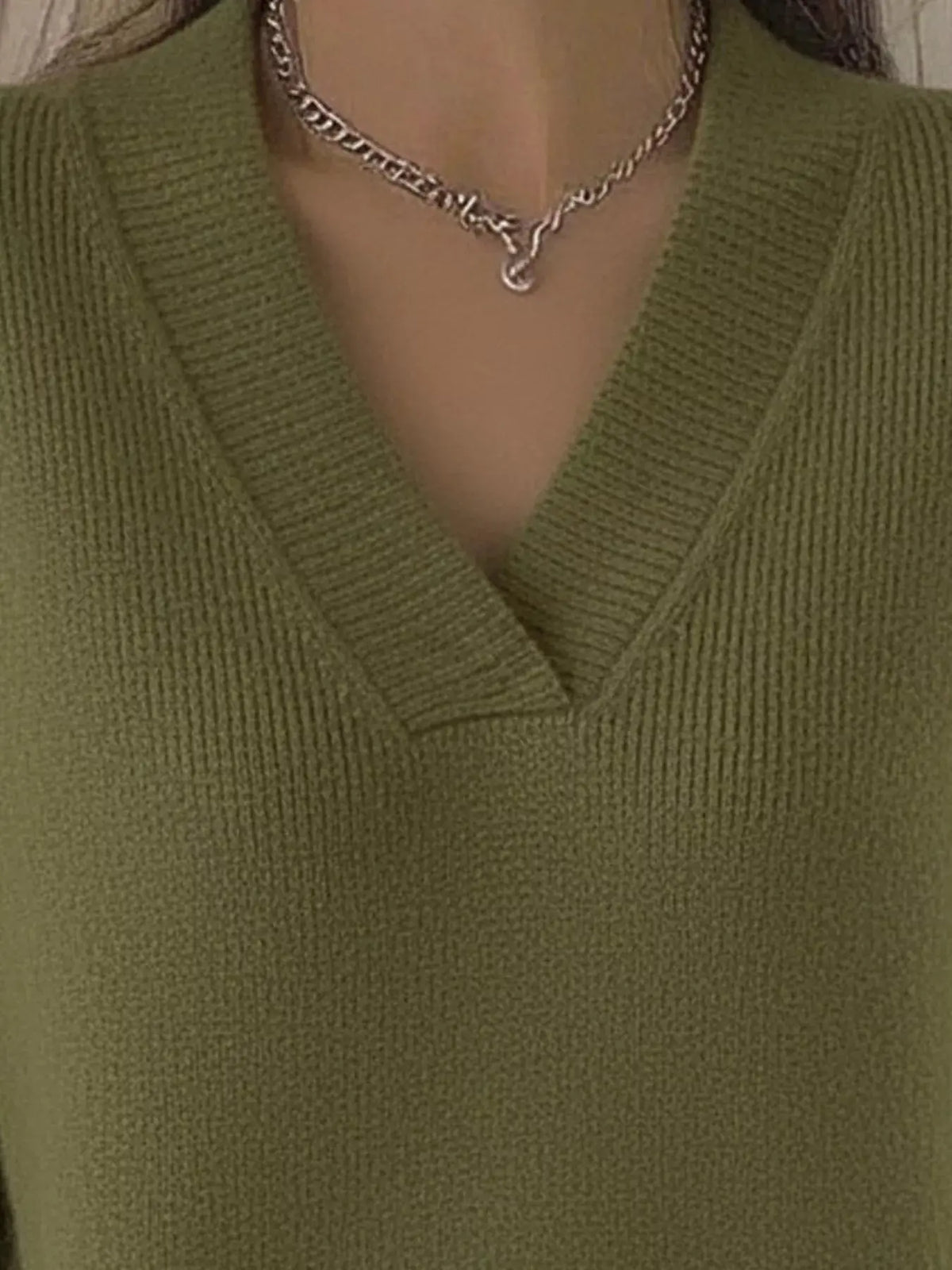 Full Size V-Neck Long Sleeve Sweater Plus Size 13