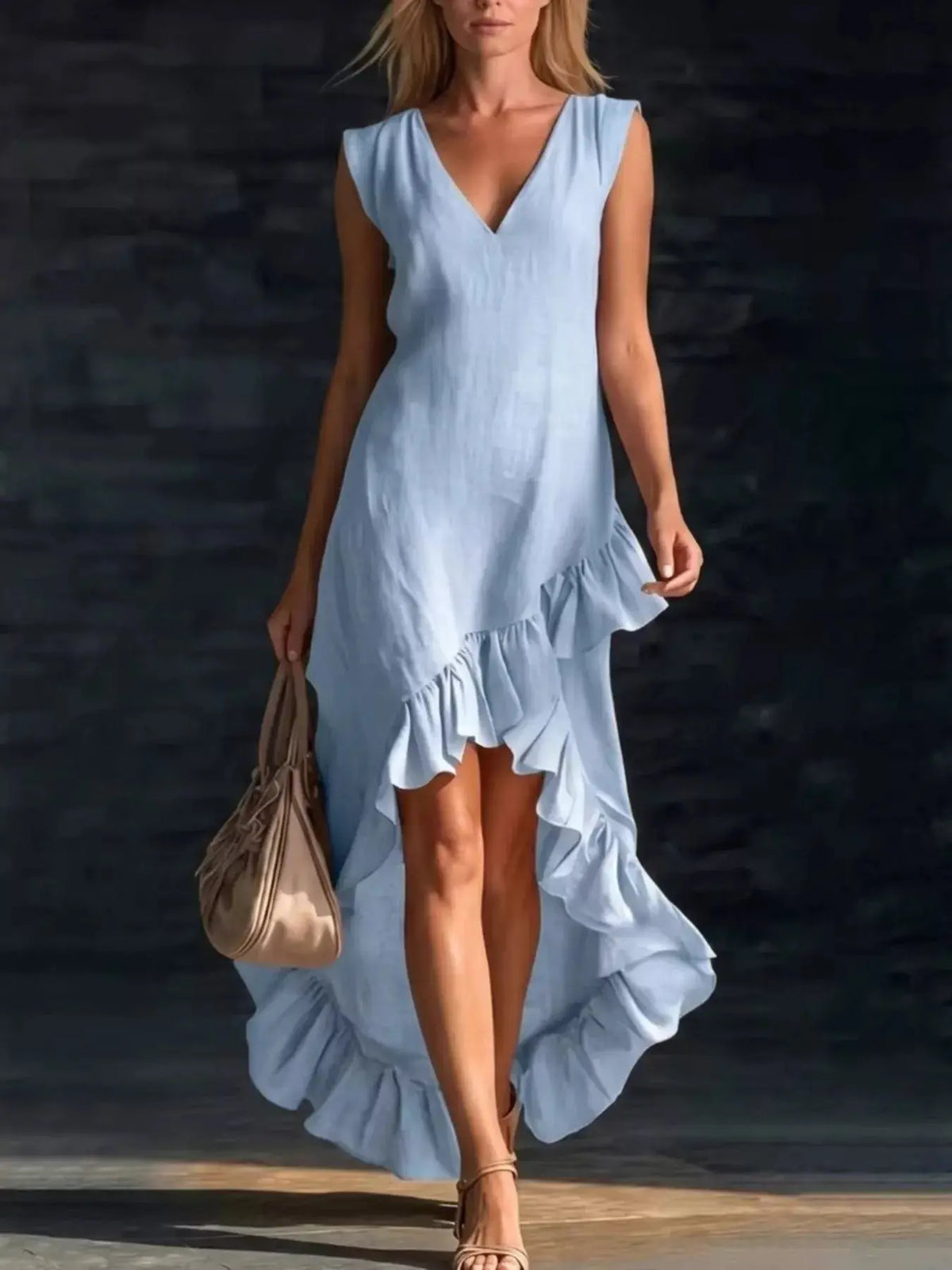 Full Size V-Neck Ruffle Hem6