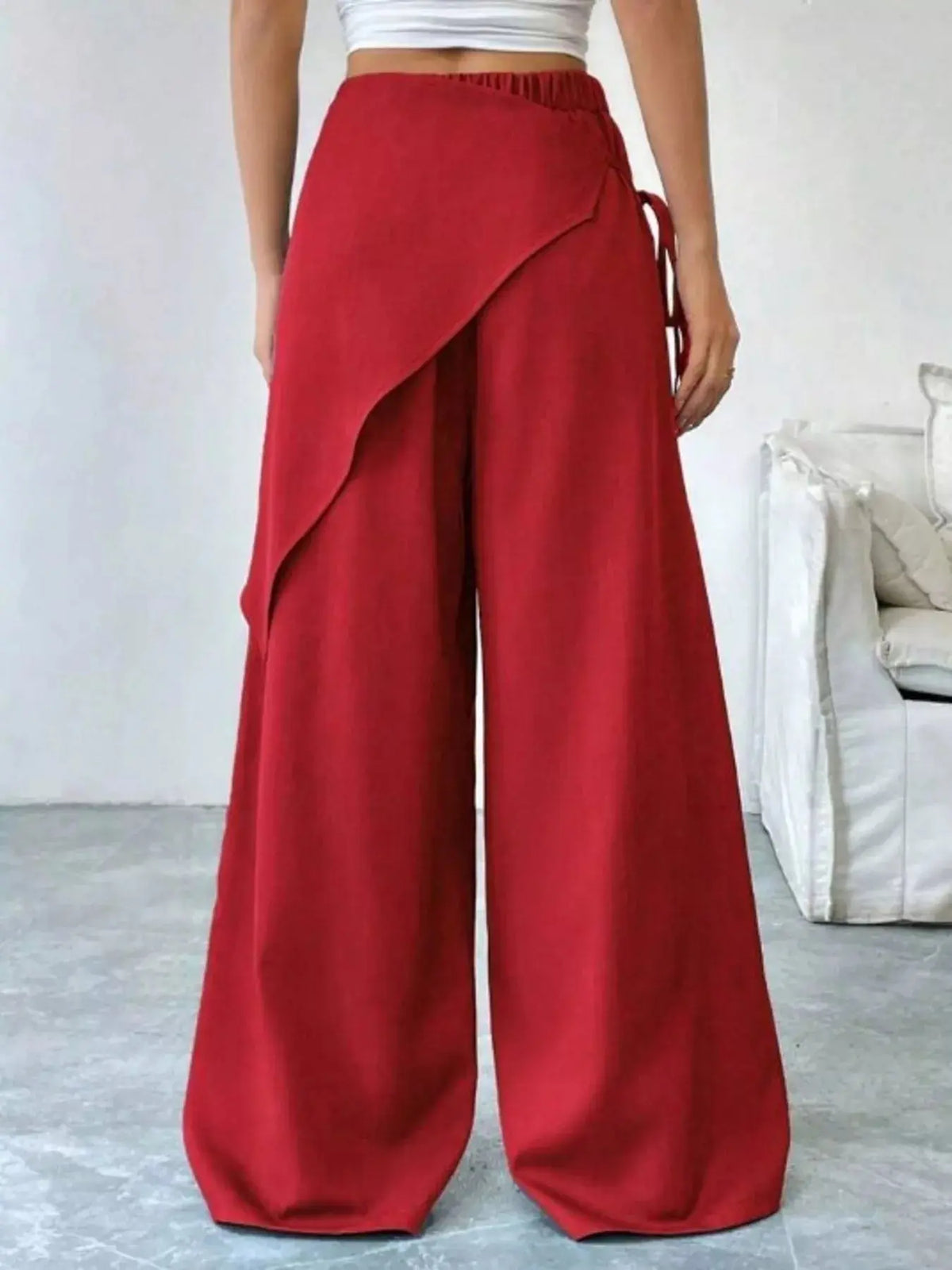 Wrap-Front Wide-Leg Pants For Women 1