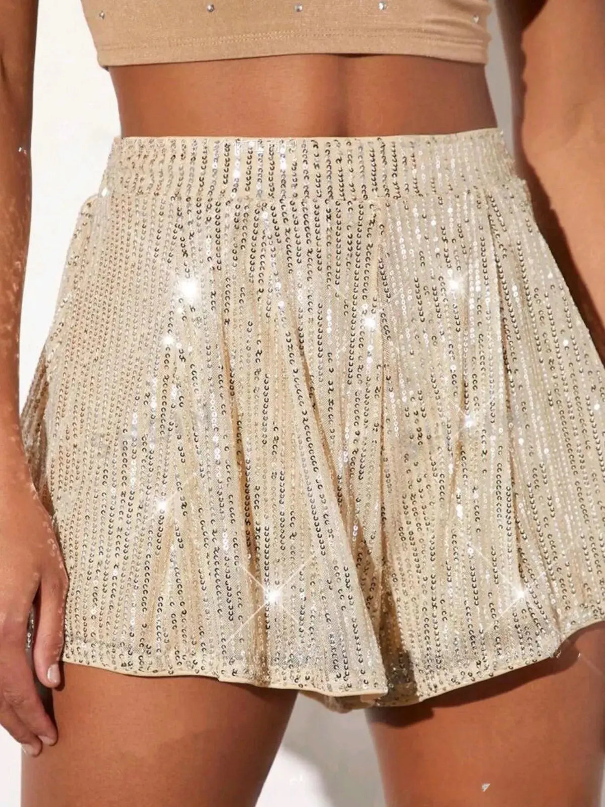 Sequin High Waist Shorts Trendy Glitter 7