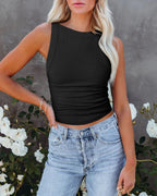 Backless Sleeveless Ribbed Knit Inner and Outer Wear BM Top for Women