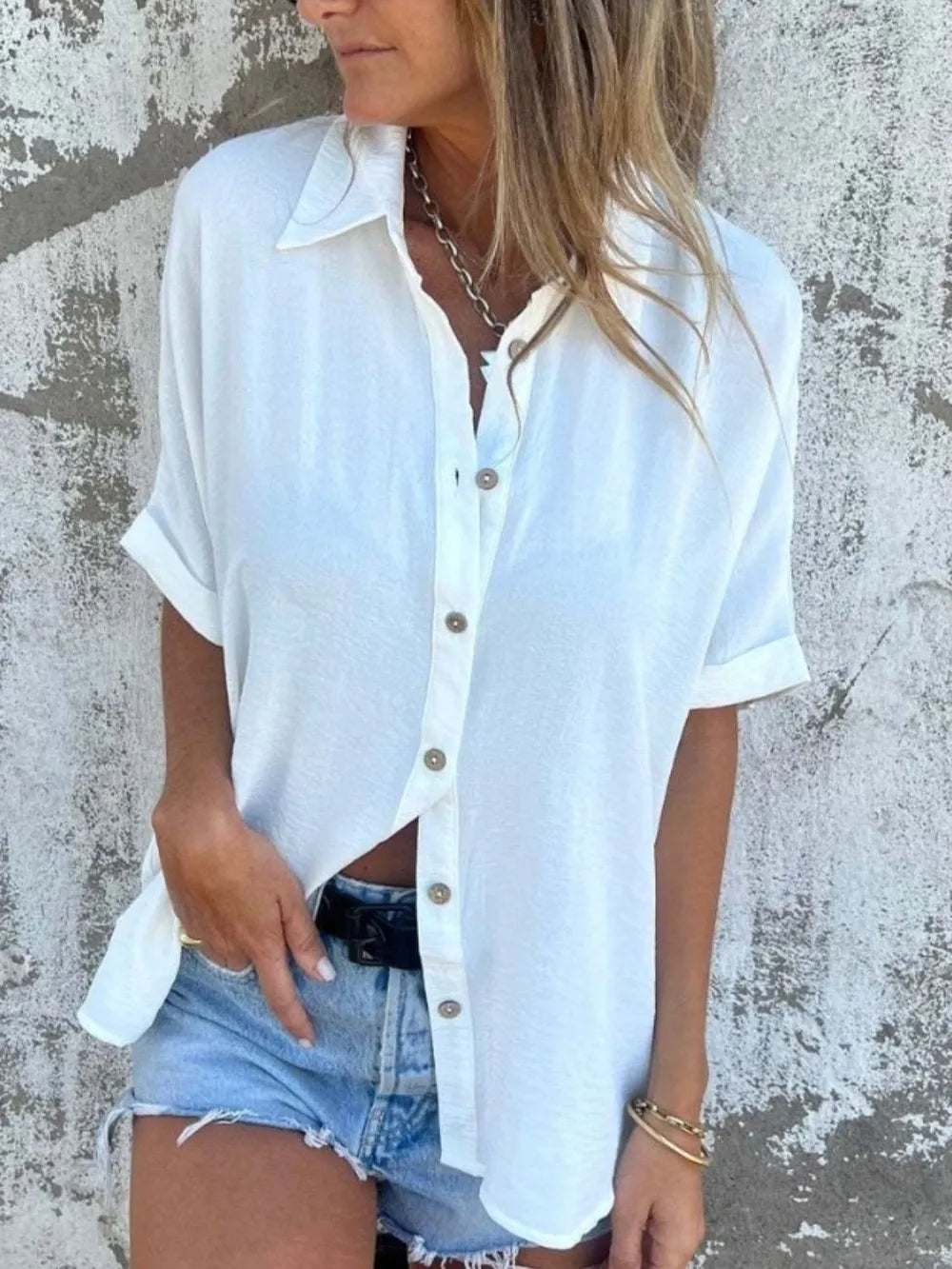 Button Down Short Sleeve Shirt Plus Size