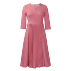 Solid Color Pleated Plus Size Dress