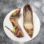 Art Painting Printed Women Partent Stiletto High Heels Customize Fashion Pumps Chic Ladies Party Shoes Plus Size 33-45
