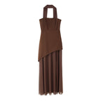 Summer Women Clothing Adult Lady like Woman Stitching Sweet Spicy Tube Top Dress with Ribbon