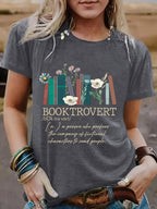 New book printed round neck loose short sleeved shirt