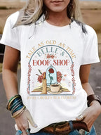 BOOK SHOP Printed New Round Neck Loose Short Sleeve