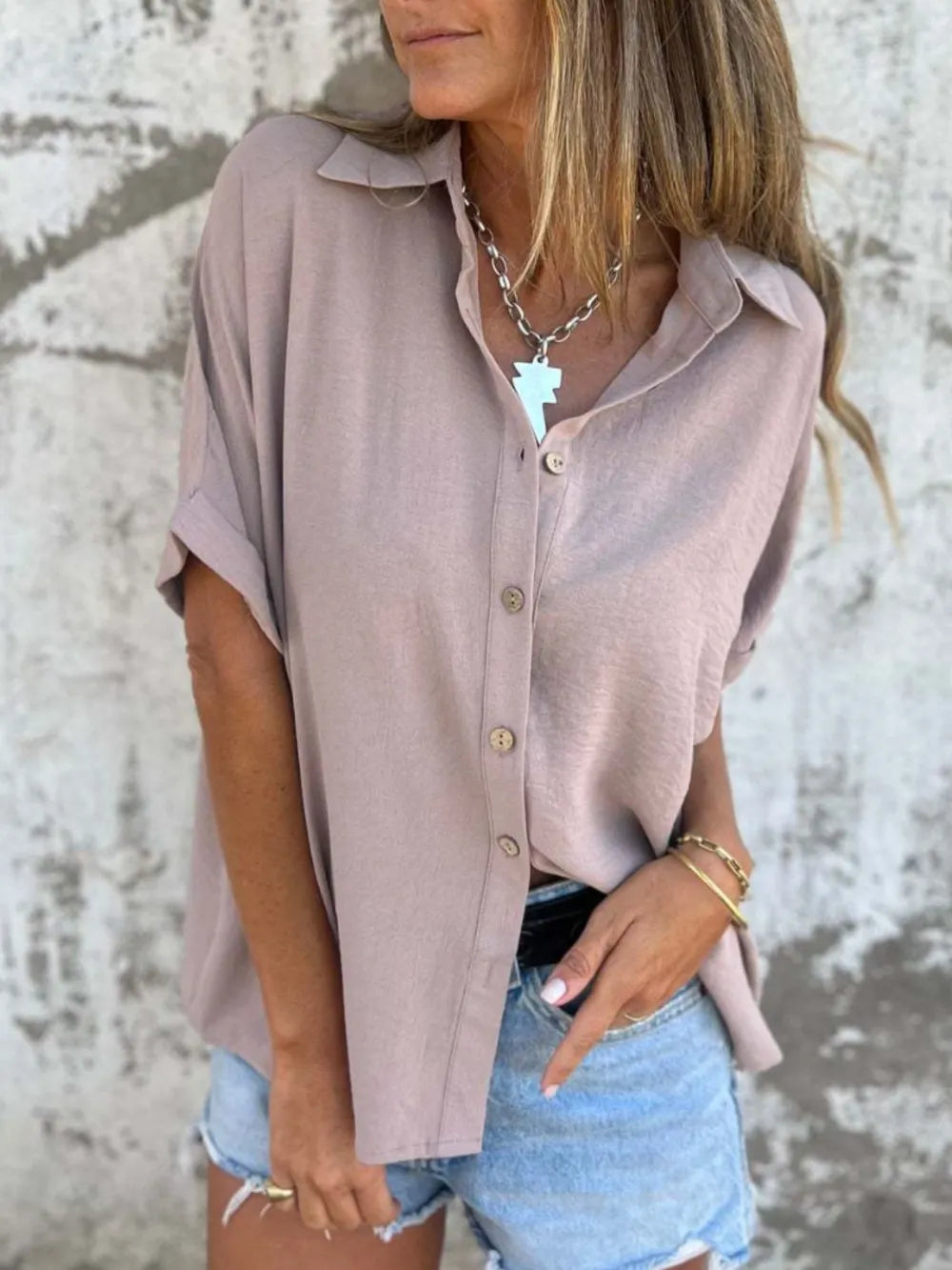 Button Down Short Sleeve Shirt Plus Size