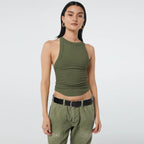 Backless Sleeveless Ribbed Knit Inner and Outer Wear BM Top for Women