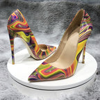 Art Painting Printed Women Partent Stiletto High Heels Customize Fashion Pumps Chic Ladies Party Shoes Plus Size 33-45