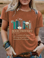 New book printed round neck loose short sleeved shirt