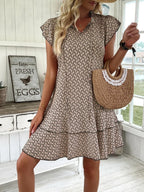 Full Size Ruffled Layered Printed Mini Dress Plus Size