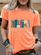 New book printed round neck loose short sleeved shirt