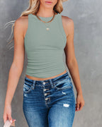 Backless Sleeveless Ribbed Knit Inner and Outer Wear BM Top for Women