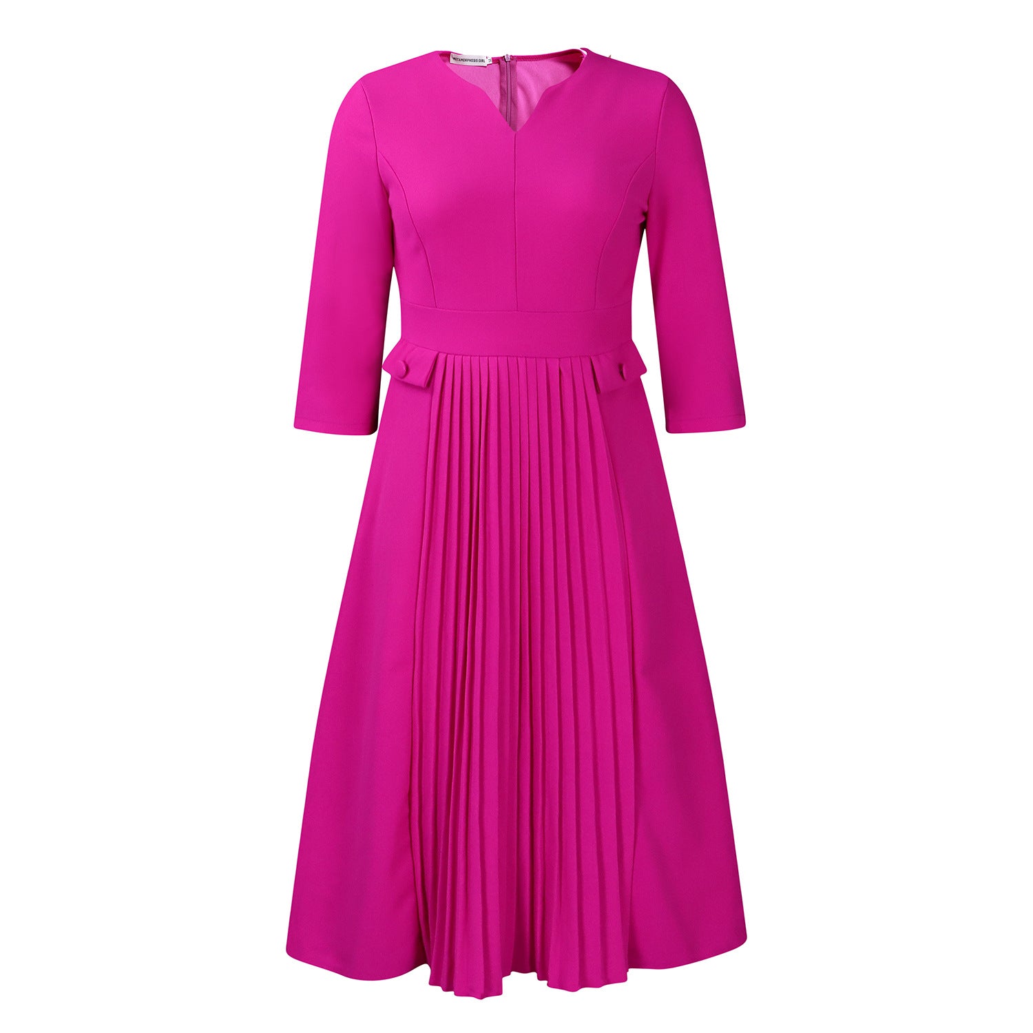 Solid Color Pleated Plus Size Dress