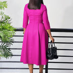 Solid Color Pleated Plus Size Dress