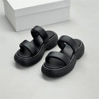 Thick-soled sandals, platform sandals, comfortable outer wear, genuine leather strappy sandals for women