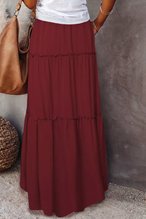  Drawstring Waist Maxi Skirt
