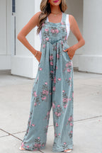 Floral Denim Jumpsuit with High Waist & Wide Leg — Vintage Vibes
