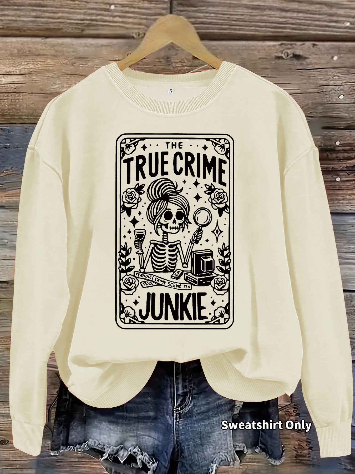 Skull skull book flower pattern printed long sleeved shirt