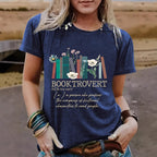 New book printed round neck loose short sleeved shirt