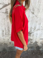 Collared Neck Half Sleeve Shirt Plus Size