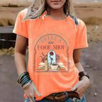 BOOK SHOP Printed New Round Neck Loose Short Sleeve