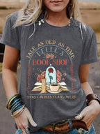 BOOK SHOP Printed New Round Neck Loose Short Sleeve