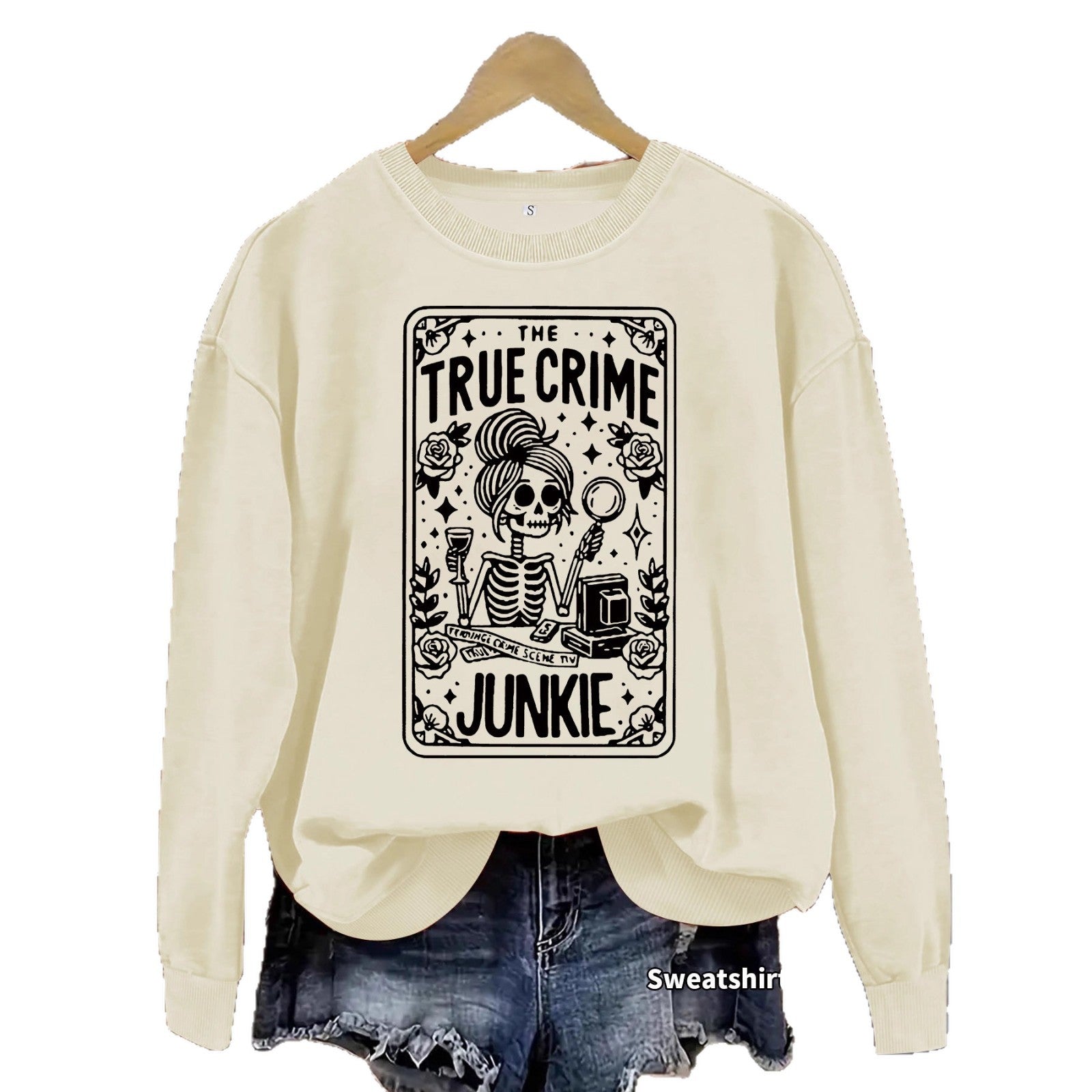 Skull skull book flower pattern printed long sleeved shirt