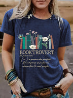 New book printed round neck loose short sleeved shirt