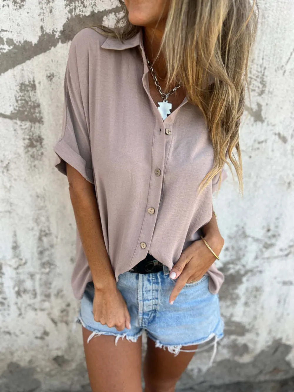 Button Down Short Sleeve Shirt Plus Size