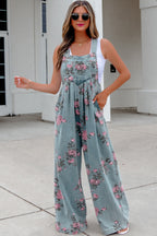 Floral Denim Jumpsuit with High Waist & Wide Leg — Vintage Vibes