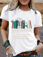 New book printed round neck loose short sleeved shirt