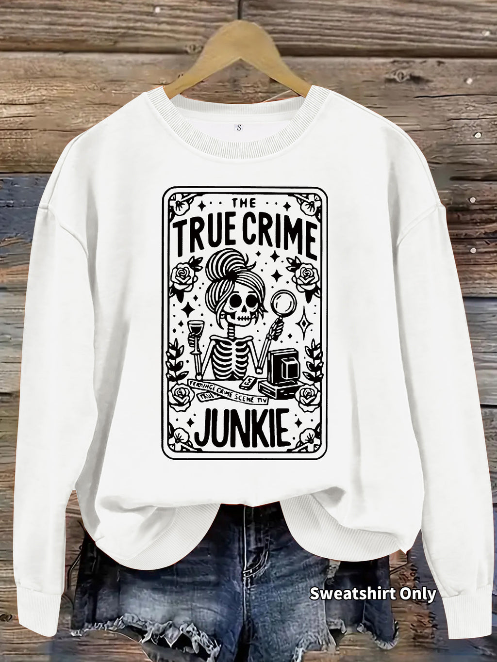 Skull skull book flower pattern printed long sleeved shirt