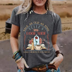 BOOK SHOP Printed New Round Neck Loose Short Sleeve