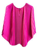 Elegant Pleated 2 Pieces Set Round Neck Batwing Sleeves Solid Tops High Elastic Waist Fold Skirts