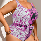 Printed Modest One-Piece Swimsuit for Women Plus Size Bikini Swimwear for Beach