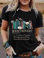 New book printed round neck loose short sleeved shirt
