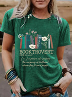 New book printed round neck loose short sleeved shirt