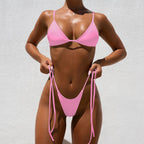 two-piece tied swimsuit, plus size women's swimwear