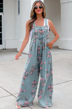 Floral Denim Jumpsuit with High Waist & Wide Leg — Vintage Vibes