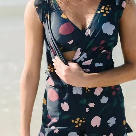 Women One-Piece Swimsuit with Ruffle Design Plus Size Swimwear Export Style