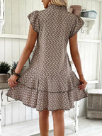 Full Size Ruffled Layered Printed Mini Dress Plus Size