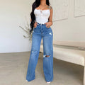 Women's Jeans Loose Casual High Waist Wide Leg Pants Fashion Street Ripped Plus Size Mom Denim Trousers  Ladies Pants