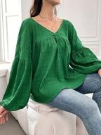 Elegant temperament solid color long sleeved plus size shirt