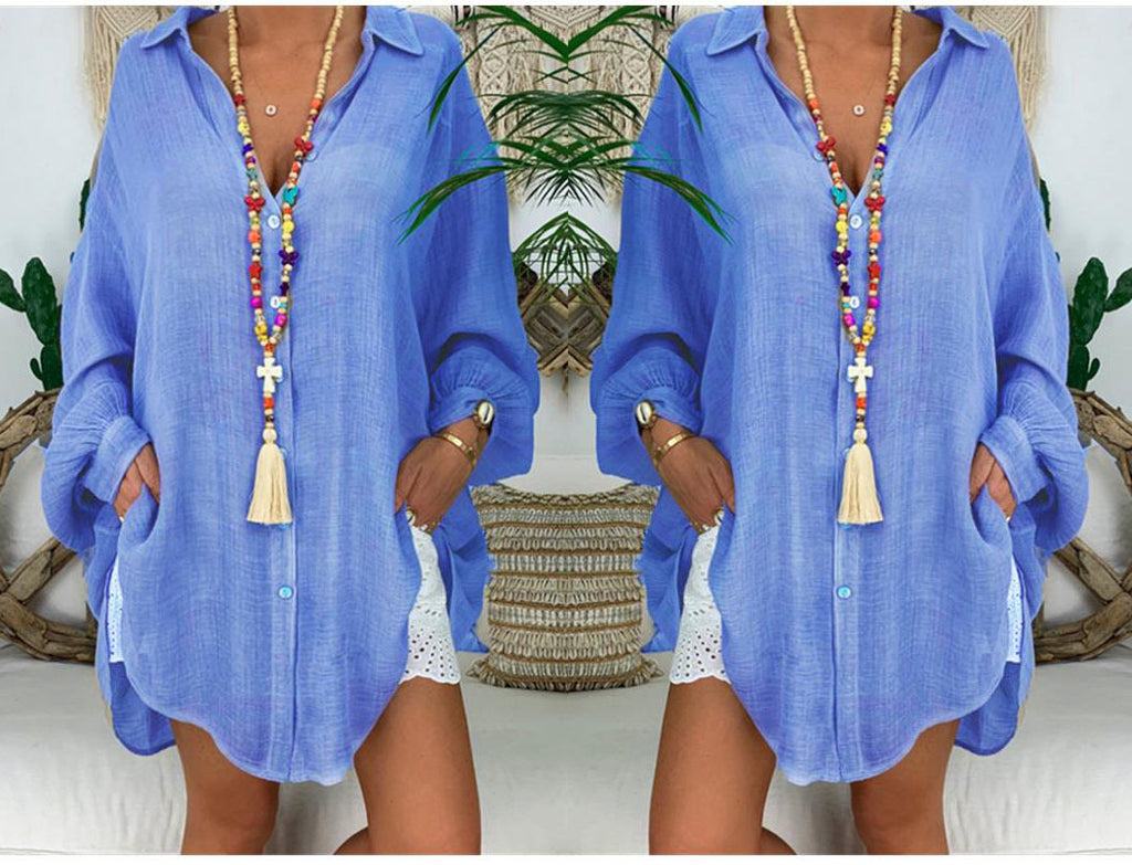 Cotton Linen Shirts Plus Size Women's Button Loose Long Sleeves Casual Shirts Tops