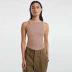 Backless Sleeveless Ribbed Knit Inner and Outer Wear BM Top for Women