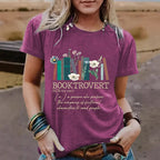 New book printed round neck loose short sleeved shirt